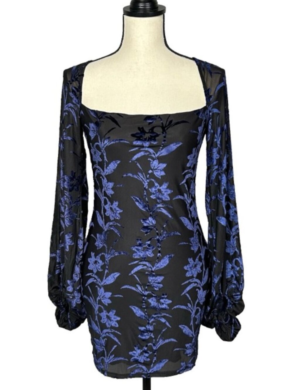Lucy in the Sky Burnout Velvet Mesh Bodycon Mini Dress Open Back Y2K Witchy L